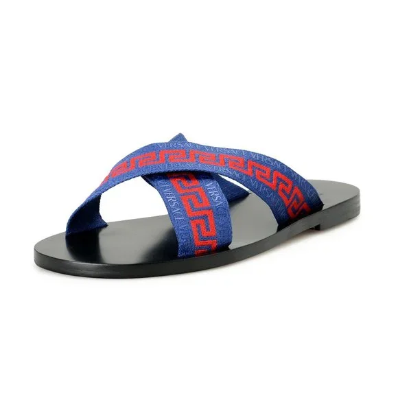 Versace | Shoes | Versace Mens Canvas Nastro Greca Flip  display picture 1